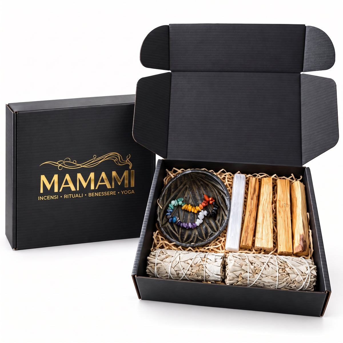 Kit Regalo Rituale — Palo Santo, Salvia Bianca e Selenite