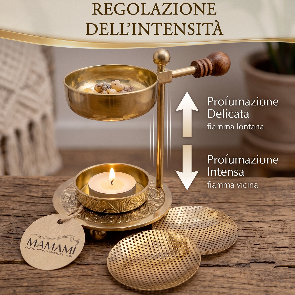 Bruciaincenso in Ottone Regolabile