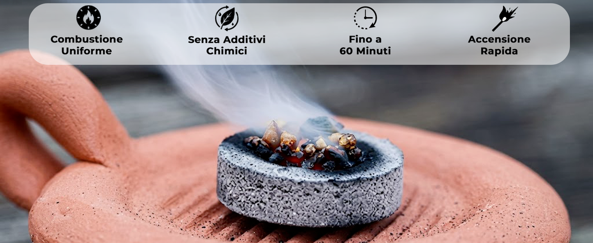 Carboncini per Incenso 33 mm — 10 pezzi con pinza