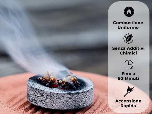 Carboncini per Incenso 33 mm — 10 pezzi con pinza