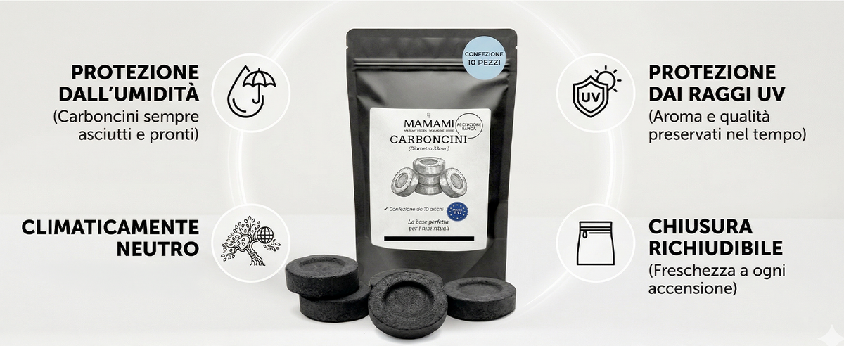 Carboncini per Incenso 33 mm — 10 pezzi con pinza