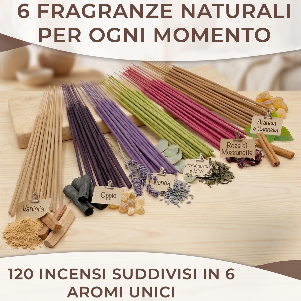 120 Bastoncini Aromatici dall’India (6 Fragranze)